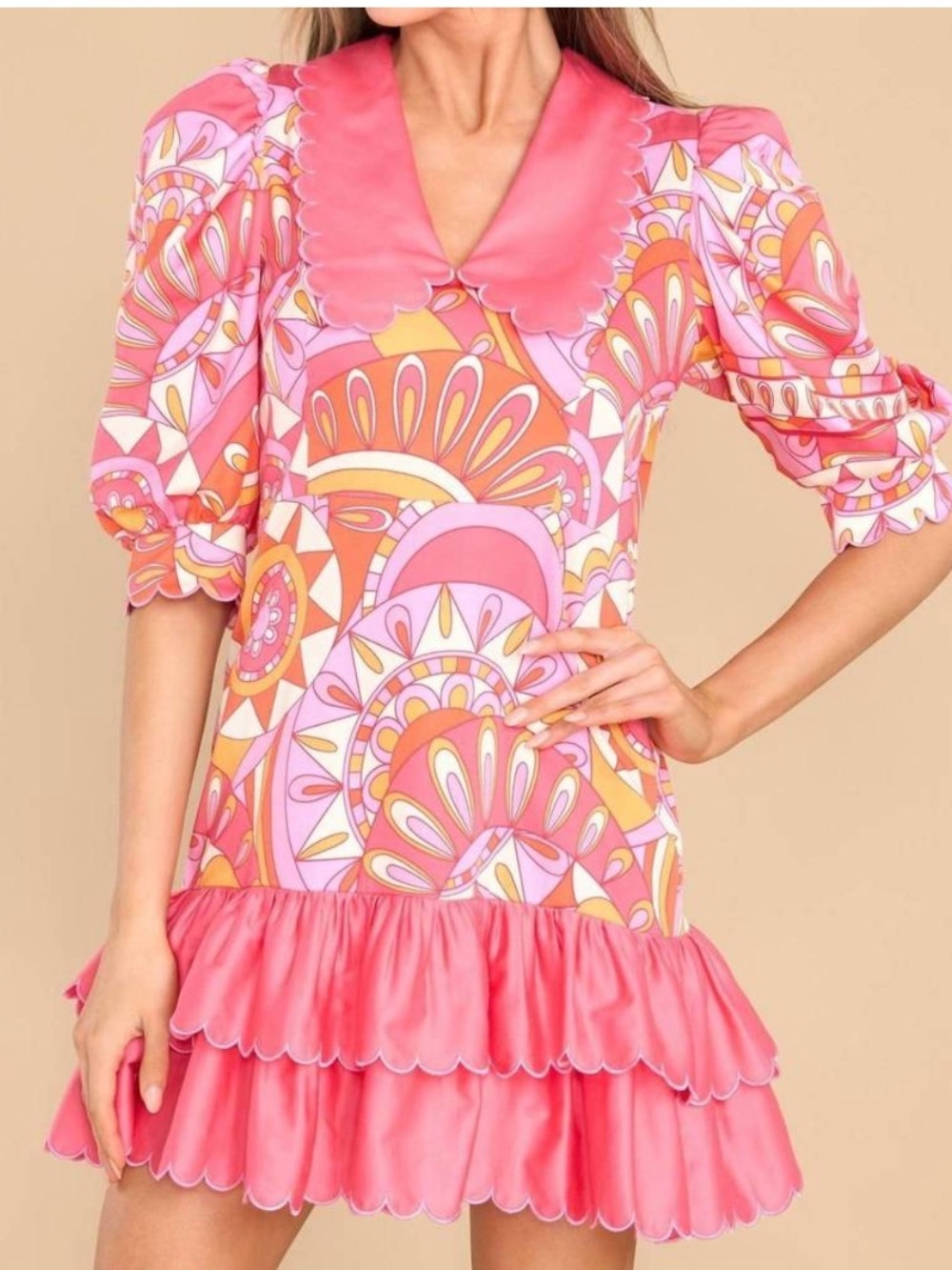 ALDEN ADAIR piper dress groovy baby S small pink NWT ruffle tiered